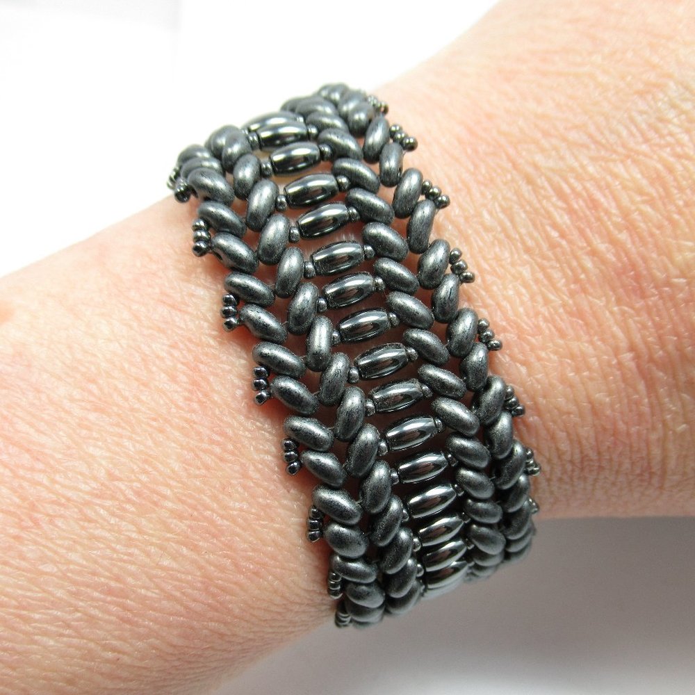 Hematite Woven Bracelet With Button - image 3